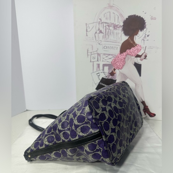 Coach Signature Coated Canvas Taxi Zip Top Tote - Picture 7 of 16